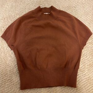 Sunday Best Aritzia Brown Short Sleeve Sweater Crop Top size xs